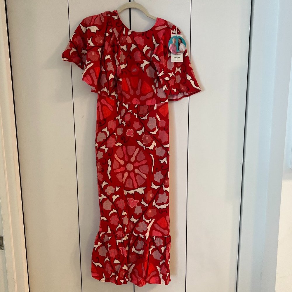 Women's Large Zinnia Floral Print Bell Sleeve Midi Dress - RHODE x Target